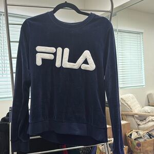 FILA Velvet Sweatshirt in Dark Blue, Size: M